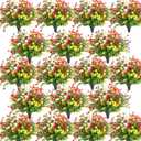 WILLBOND 48 Bundles Artificial Flowers Outdoor,UV Resistant Faux Plastic Plants Greenery Shrubs Flower Bulk for Hanging Planter Porch Window Home Wedding Spring Summer Decor (Fresh Color)