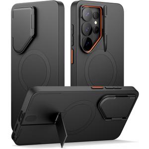 SURITCH for Samsung Galaxy S26 Ultra Phone Case, Magnetic Protective Cover with Camera Cover & Adjustable Metal Kickstand for Galaxy S26 Ultra -Black