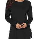 Newchoice Tunic Tops for Leggings for Women Long Sleeve Crewneck Loose Soft Basic Tees (S, Black)