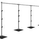 EMART 8.5x30ft(HxW) Photography Backdrop Stand for Parties, Adjustable Photo Pipe and Drape Background Back Drop Holder Frame Kit with Heavy Duty Metal Steel Base for Birthday Wedding - Black