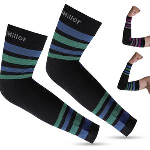 Doc Miller Compression Arm Sleeves 15-20 mmHg for Men and Women, Lymphedema, Swelling and Circulation Support, Pain Relief, Elbow, Forearm and Upper Arm Coverage, UV Protection, Sports & Recovery, X-Large 