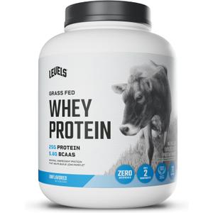 Levels Grass Fed Whey Protein Powder, No Artificials, 25G of Protein, Unflavored, 5LB (EXP 03/24/28)