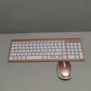 SABLUTE Wireless Keyboard and Mouse Combo Backlit - Compact Quiet Keyboard with RGB Mouse, Rechargeable, Slim, Sleep Mode, Portable Cordless Keyboard Mouse Set for Mac, Windows, Laptop, PC (Rose Gold)