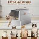 XXXXL Stainless Steel Litter Box with Lid,28.0" L 20" W 17" H Extra Large High Sided Cat Litter Box for Multi -Cats,Enclosed Metal Litter Box with Cat Scratcher and Scoop,Grey
