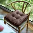 Vctops Soft Velvet Chair Pads with Ties Comfy Solid Seat Cushion for Dining Chairs, Office Chairs, Hardwood Floors (Coffee, 16"x16")