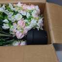 24" Artificial Potted Flowers for Outdoors Set of 2 - UV Resistant Faux Pink Silk Peonies with Eucalyptus Plants in Cement Pots for Outside Front Porch Home Indoor Decor