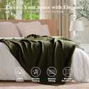 100% Cotton Cable Knit Throw Blanket, Lightweight Soft Knit Blanket for Sofa Couch Bed, Breathable All-Season Throw, Cozy Decorative Blanket, 50 x 60 Inch,Olive Green