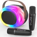Karaoke Machine for Adults,Portable Bluetooth Speaker with Two Wireless Microphones and Dynamic Lights,Support TF/USB/AUX,Birthday Gifts for Girls/Boys/Men/Women/Family Home Party