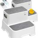 Harwaya Toddler Step Stool for Bathroom Sink, 2Pack Kids Toilet Potty Step Stools, Heavy Duty Baby Child Stepping Stool with Handle for Toddlers Kitchen Counter Bedroom Nursery Room (White)