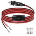 GELRHONR 12V Cigarette Lighter Male Plug with Leads & LED Light, Replacement Cigarette Lighter Male Plug to Bullet Female Terminal Extension Cable with Switch Button,15A Fuse (1M)