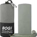 BOGI Microfiber Travel Sports Towel-Quick Dry, Soft Lightweight, Absorbent, Compact for Camping, Gym, Yoga, Swimming, Backpacking (L:60''x30''+16''x16'' - Grey)