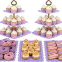 NWK 5 Piece Cake Stand Set with 2 x Large 3-Tier Cupcake Stands, 3 x Appetizer Trays, Perfect for Hosting Wedding Birthday Baby Bridal Shower Tea Party Decorations (Purple)