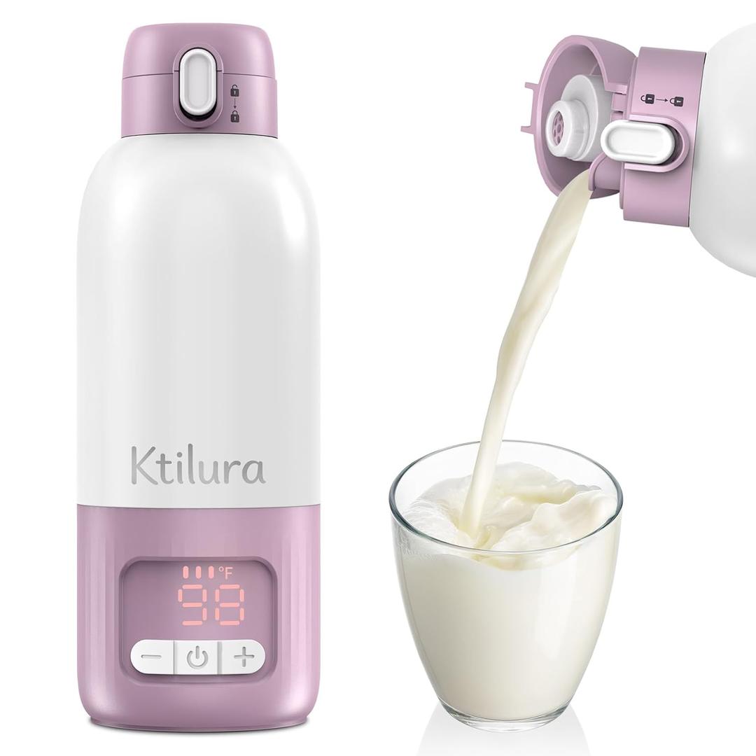 Portable Bottle Warmer for Travel,17 Oz Milk Warmer for Breast Milk/Formula/Water,2 Mins Fast Heating, Built-in Sterilizer, Fast Charge, 8-Temp Control, Precise Temp Control (98F-212F)