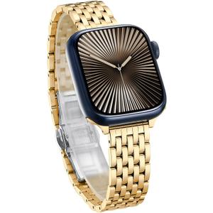 Slim & Feminine Band for Apple Watch 11 10 Se 9 8 7 6 5 4 3, Dressy Metal Band for Women for Apple Watch 42mm 41mm 40mm 44mm 45mm 46mm, Stainless Steel Watch Band for Apple Watch for Small Wrist
