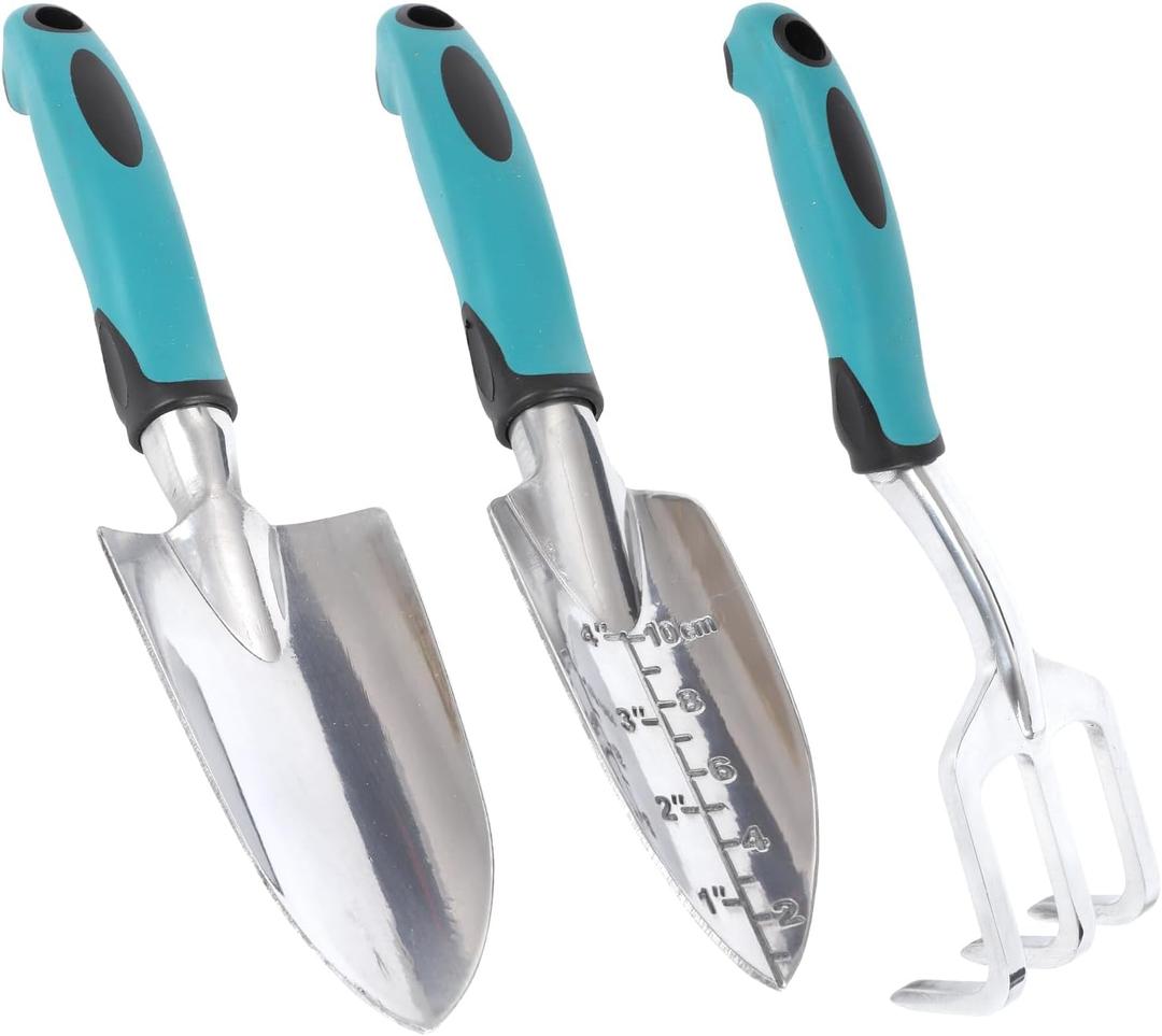 Gardening Hand Tool Set 3 Pack Heavy Gardening Kit with Non-Slip Soft Ergonomic Handle,Lightweight Aluminum Alloy Rust-Proof Tools, Great Garden Gifts for Women Men
