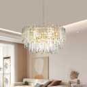 Crystal Chandelier Lighting 24'' Chrome for Dining Rooms Bedroom Foyer Entryway Ceiling Hanging Pendant Chandelier Light Fixture Lamp