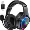 Tatybo Wireless Gaming Headsets for Ps5 Ps4 PC, 2.4GHz USB & Type-C Gaming Headphones, 40H+ Hrs & 7.1 Surround Sound with Noise Canceling Microphone for Switch Phone