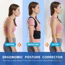 Back Brace Posture Corrector for Men & Women, Upgraded Full Back Support with Adjustable Shoulder Straightener and Waist Support Straps, Breathable Back Brace for Office Work, Long Sitting & Daily Wear, Comfortable Posture Support for Upper & Lower Back, Large (Black)