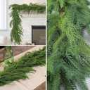 6FT Artificial Cedar Garlands, Realistic Greenery Garland, Green Artificial Greenery Garland for Mantle, Staircase, Banister, Fireplace, Wall, Door, Table, Indoor & Outdoor Holiday Xmas Decortions