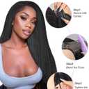 catti 3 In 1 Half Wig Kinky Straight Synthetic Hair Comfortable Fit Invisible Hairline Adjustable Drawstring Wigs for Seamless Hair Blending Ready to Go Headband Wig for Women 22 Inch