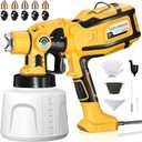 Paint Sprayer, Cosyjazz 1200W HVLP Spray Paint Gun with 5 Nozzles & 3 Spray Patterns, Adjustable Flow Control, 1400ml Container & Cleaning Tools, for House Painting, Fences, Cabinets, Walls etc.