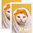 27x40 Inch Poster Frame 2 Pack, Engineered Wood White Large Picture Frame for 27 x 40 in Photos, Movie Posters & Art Prints, 27 x 40 Poster Frame Horizontal or Vertical Wall Mounting