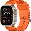 DaQin Ocean Band for Apple Watch Ultra 3/Ultra 2/Ultra 49mm 46mm 45mm 44mm 42mm Men, Soft Silicone Breathable Waterproof Sport Wristband Strap for iWatch Series 11 10 9 8 7 6 5 4 SE 3 2 1 (Orange)