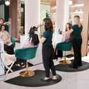 Salon mats for Hair Stylist 35.8"x27.9" Barber Shop Anti-Fatigue Salon Chair Mat - Black Semi Circle Hair Floor mats - 1/2" Thick Comfort Salon Standing Floor Mat, Hair Cutting Hairdressing Equipment