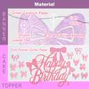 2 x Pre-Strung Pink Bow Birthday Party Decorations, Girl Bow Birthday Decortions, Pink White Balloons, Bows Banner Garland, Bows Cake & Cupcake Toppers and Satin Ribbon for Bow Party Decor