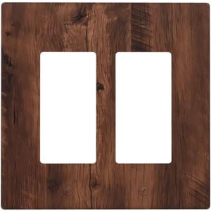 Rustic Brown Wood Grain Vintage Light Switch Cover 2 Gang Double Rocker Wall Plate Decorative Electrical Switchplate Faceplate for Bathroom Kitchen Bedroom Decor 4.6 * 4.5 In