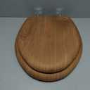 Mayfair Natural Oak Veneer Toilet Seat with Chrome Hinges, Elongated, Wood
