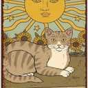 Vintage Cat Tin Sign Retro Tarot Card Metal Sign Poster Wall Art Decor Bathroom Dorm Room Home Decor - Sun