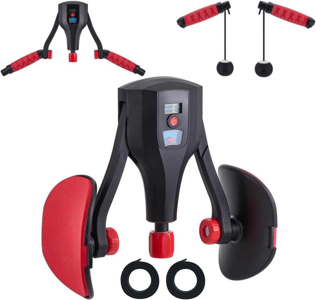 Pelvic Floor Exercise Devices,0-132lbs Adjustable Resistance,3-in-1 Inner Thigh Exerciser,Thigh Trainer Kegel Exercise for Men & Women,Home Gym Fitness (Black-Red)