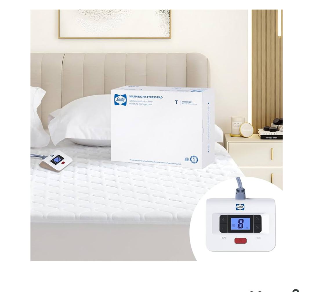 Sealy Heated Mattress Pad Twin Size, Luxury Quilted Electric Bed Warmer with 10 Heat Settings & Auto Off 1-12 Hours | Fit Up to 15" Deep Pocket | ETL Certified | Machine Washable