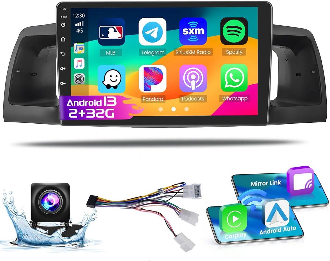 Roinvou 2+32G Android CarPlay Stereo for 2005-2012 Toyota Corolla EX, 9'' Touch Screen in-Dash GPS Navigation with Built-in Wireless CarPlay Android Auto Support Mirror Link BT RDS AHD DSP