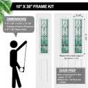 Pushglossy 1 Pcs 8" x 36" Entry Door Glass Window Insert White Raised Frame Nouveau Exterior Front Door Sidelite Inserts Replacement Kit for Home Improvement (Patina Caming)