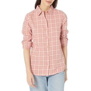 Women's Regular-Fit Long-Sleeve Lightweight Plaid Flannel Shirt, Size S