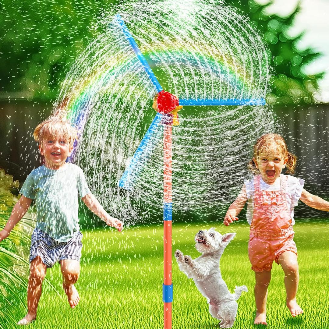 Outdoor Water Sprinklers with 4 T Ball Set for Toddlers Kids Ages 4-8,Summer Outside Sprinklers Play Equipment Baseball Game Lawn Yard Tee Ball Game for Boys Girls,Hose Connector Included (C)