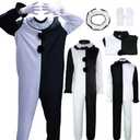 QQJVIYSI Anime Cosplay Costume Outfits Anime Black White Bodysuit Halloween Suit.XXL