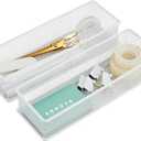 Annova Mesh Stackable Drawer Cabinet and Shelf Organizer Bins Storage Basket School Office Supply Holder Tray- Set of 2 (White, 3x9x2 Inch)