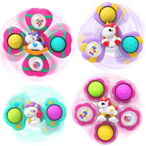 Fidget Spinner,1 2 Year Old Girl Boy Birthday Gifts,Baby Bath Toys for Kids Ages 1-3,Travel Toys for Toddlers,Suction Cup Spinner Toys for Girls(4PCS)
