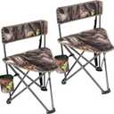 REDCAMP 2 Pack Tripod Hunting Chairs for Blinds, Folding Lightweight Portable Fishing Chair for Adults Hunting Stools with Backrest, Golf Chairs for Spectators, Camo