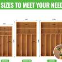 Bamboo Silverware Organizer, Bamboo Kitchen Drawer Cutlery Organizer, Utensil Holder, Flatware Organizer Tray (15.8"x11.7"x1.6")