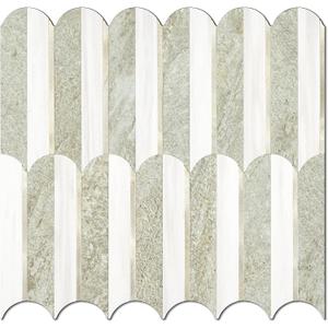 Vamos Tile Peel and Stick Backsplash Seamless Tile,Stick on Backsplash for Kitchen and Bathroom,Light Cream Green Slate and Dolomite White PVC Self Adhesive Mosaic Tiles (10 Sheets)