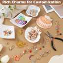 428Pcs Charms Lip Gloss Keychain Making Kit, DIY Bag Charm Kit with 25 Keychain Clips 25 Extender Chain 140 Charms Jewelry Plier & Beading Accessories, Jewelry Making Kit for Custom Keychains Gifts