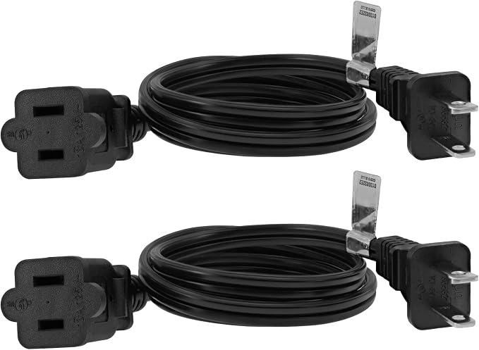 3FT Polarized US Extension Cord 2 Prong, BENACES 2 Pack UL Certificated 16AWG Male to Female Power Extension Cable 13A/125V (2 Pack)