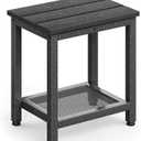 ODK Outdoor Double Side Table, Adirondack Patio End Table with Weather-Resistant Waterproof Top for Hot Tub Garden, Balcony, Poolside, Black