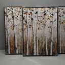 Large Framed Tree Wall Art - Abstract Forest Wall Decor 16"x24" Set of 3 Aesthetic Autumn Birch Painting Prints Modern Brown Plant Canvas Pictures for Living Room Bedroom Office Artwork