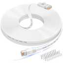 Folishine 50 ft Ethernet Cable, Cat 6e/Cat 6, High Speed, Flat White Shielded LAN Cable for Ethernet Network Switch, PS4 and Modem