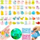 50 Pcs Mystery Bag Easter Day Gifts for Kids: Mini Resin Animals Glow in the Dark Figurines, Mini Figures Blind Bags for DIY Crafts, Fairy Garden Decor, Dollhouse Accessories, Party Favors